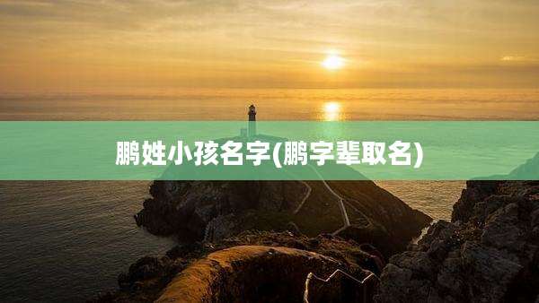 鹏姓小孩名字(鹏字辈取名)