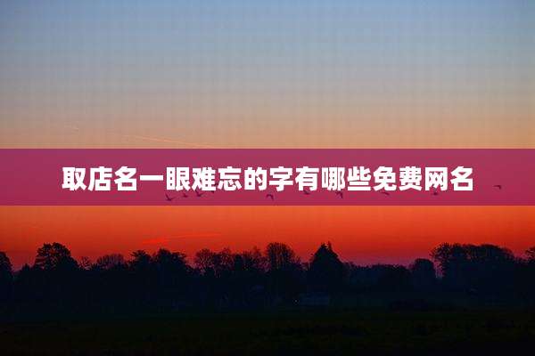 取店名一眼难忘的字有哪些免费网名