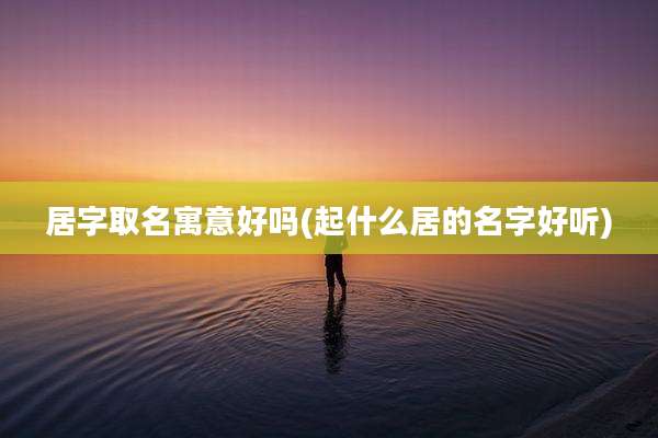 居字取名寓意好吗(起什么居的名字好听)