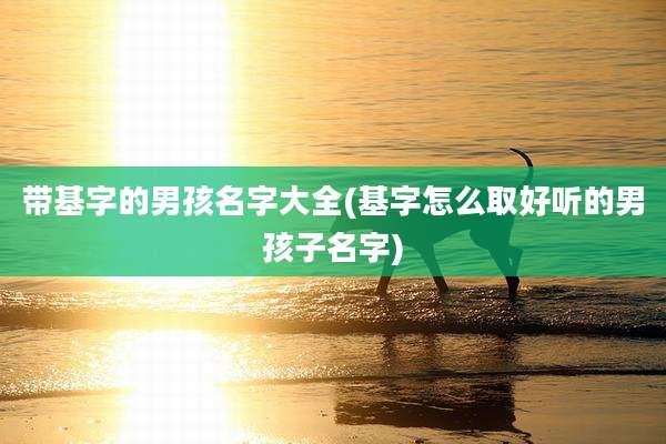 带基字的男孩名字大全(基字怎么取好听的男孩子名字)