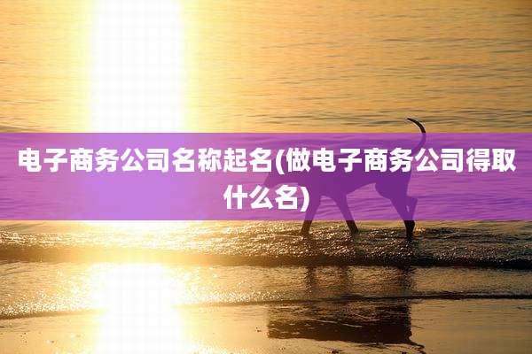 电子商务公司名称起名(做电子商务公司得取什么名)