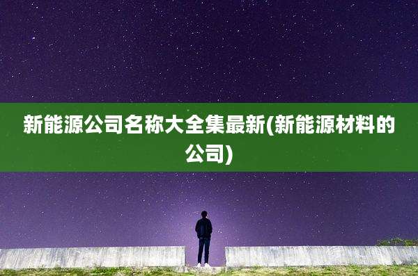 新能源公司名称大全集最新(新能源材料的公司)