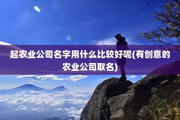 起农业公司名字用什么比较好呢(有创意的农业公司取名)