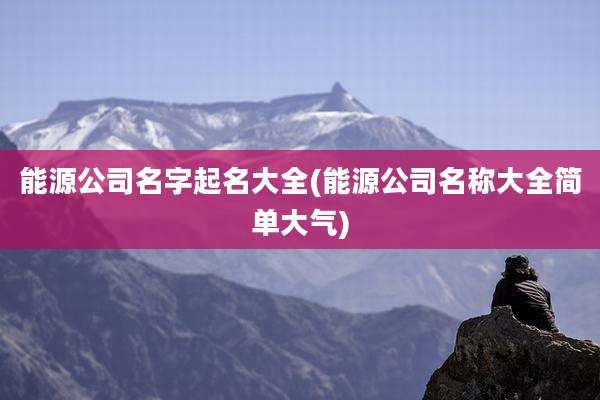 能源公司名字起名大全(能源公司名称大全简单大气)