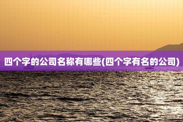 四个字的公司名称有哪些(四个字有名的公司)