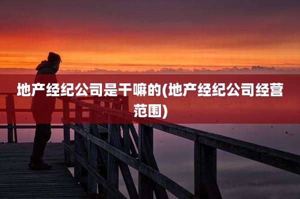 地产经纪公司是干嘛的(地产经纪公司经营范围)