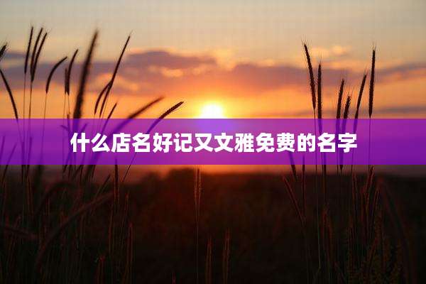 什么店名好记又文雅免费的名字