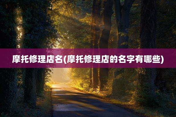 摩托修理店名(摩托修理店的名字有哪些)