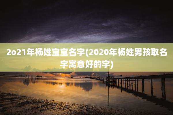2o21年杨姓宝宝名字(2020年杨姓男孩取名字寓意好的字)