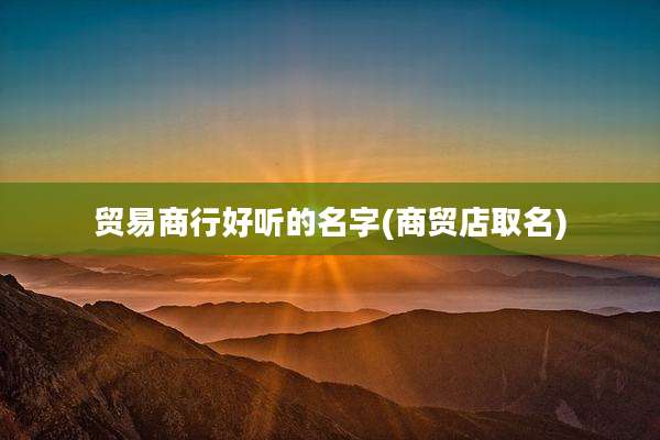 贸易商行好听的名字(商贸店取名)