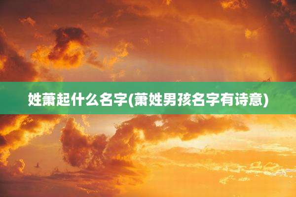 姓萧起什么名字(萧姓男孩名字有诗意)