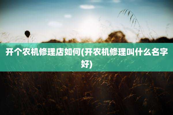 开个农机修理店如何(开农机修理叫什么名字好)