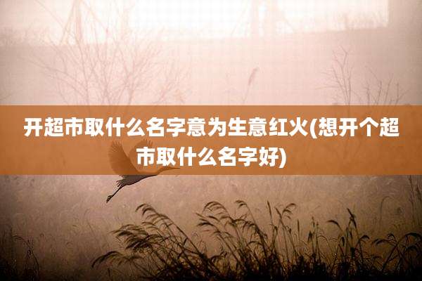 开超市取什么名字意为生意红火(想开个超市取什么名字好)