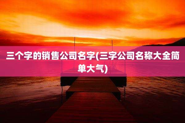 三个字的销售公司名字(三字公司名称大全简单大气)
