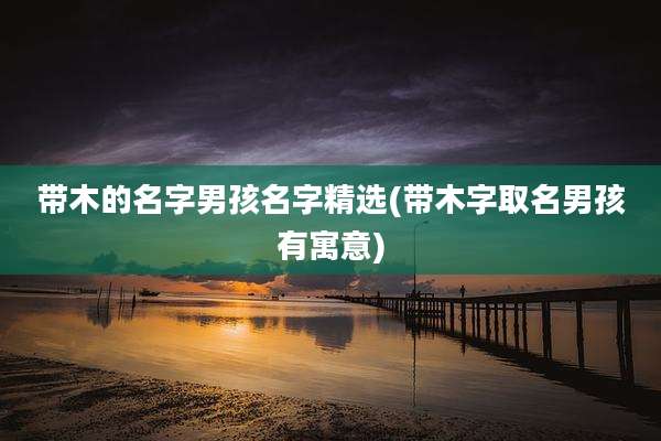 带木的名字男孩名字精选(带木字取名男孩有寓意)