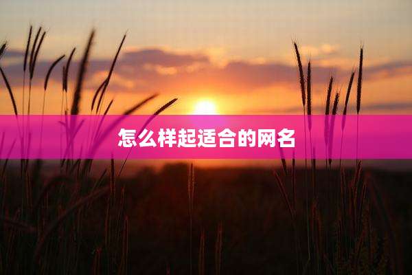怎么样起适合的网名