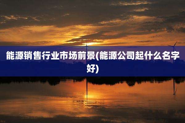 能源销售行业市场前景(能源公司起什么名字好)