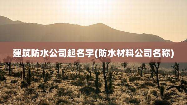 建筑防水公司起名字(防水材料公司名称)