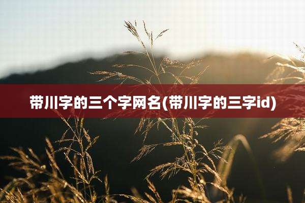 带川字的三个字网名(带川字的三字id)
