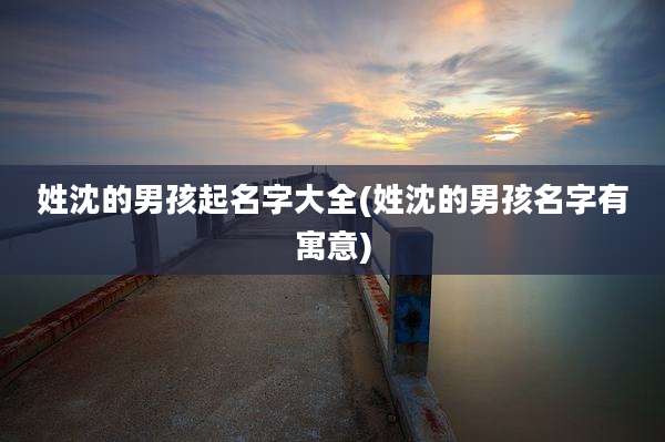 姓沈的男孩起名字大全(姓沈的男孩名字有寓意)