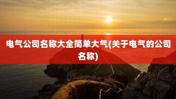 电气公司名称大全简单大气(关于电气的公司名称)