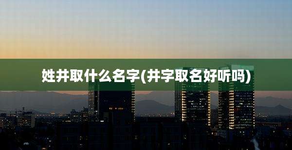 姓井取什么名字(井字取名好听吗)