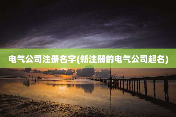电气公司注册名字(新注册的电气公司起名)