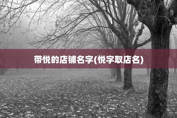 带悦的店铺名字(悦字取店名)