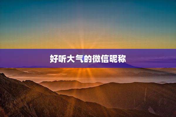 好听大气的微信昵称