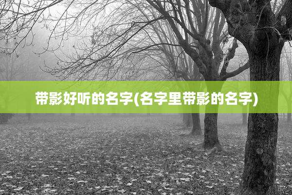 带影好听的名字(名字里带影的名字)