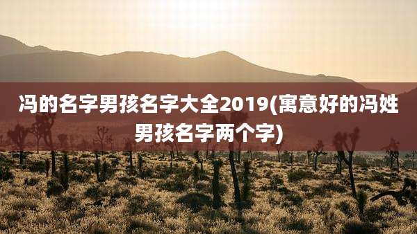 冯的名字男孩名字大全2019(寓意好的冯姓男孩名字两个字)