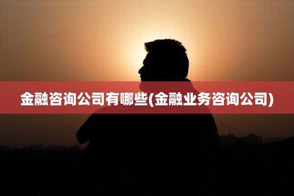 金融咨询公司有哪些(金融业务咨询公司)