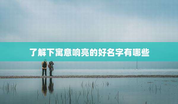 了解下寓意响亮的好名字有哪些