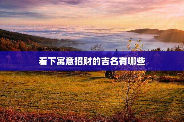 看下寓意招财的吉名有哪些