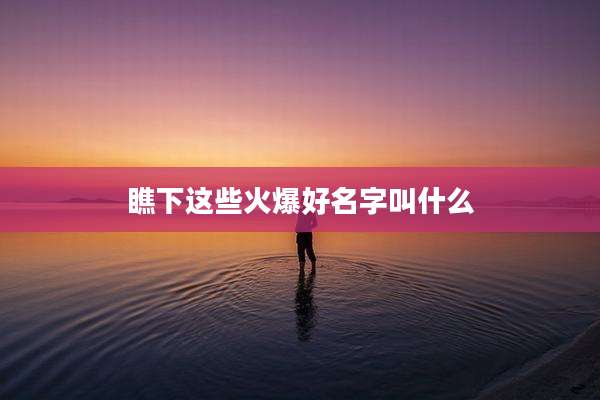 瞧下这些火爆好名字叫什么