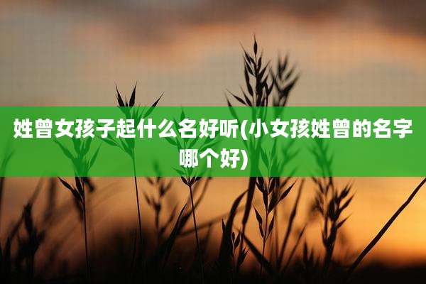 姓曾女孩子起什么名好听(小女孩姓曾的名字哪个好)