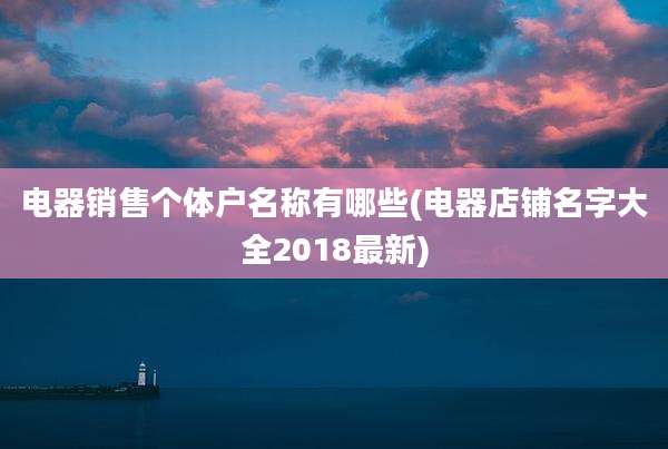 电器销售个体户名称有哪些(电器店铺名字大全2018最新)
