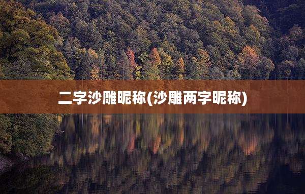 二字沙雕昵称(沙雕两字昵称)
