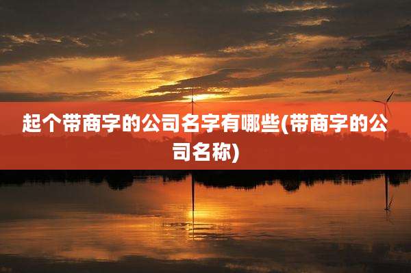 起个带商字的公司名字有哪些(带商字的公司名称)