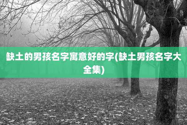 缺土的男孩名字寓意好的字(缺土男孩名字大全集)