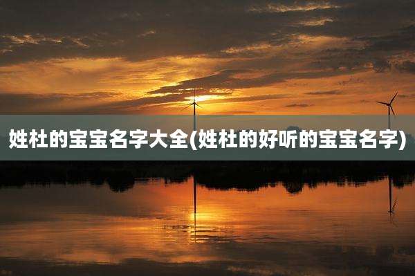 姓杜的宝宝名字大全(姓杜的好听的宝宝名字)