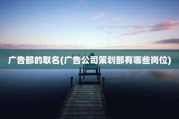 广告部的取名(广告公司策划部有哪些岗位)