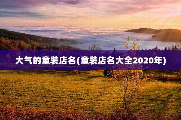 大气的童装店名(童装店名大全2020年)