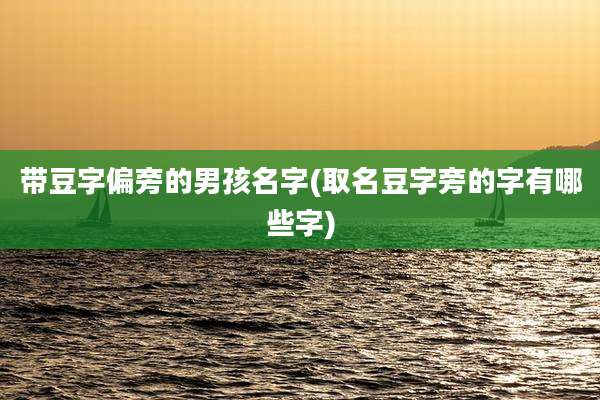 带豆字偏旁的男孩名字(取名豆字旁的字有哪些字)
