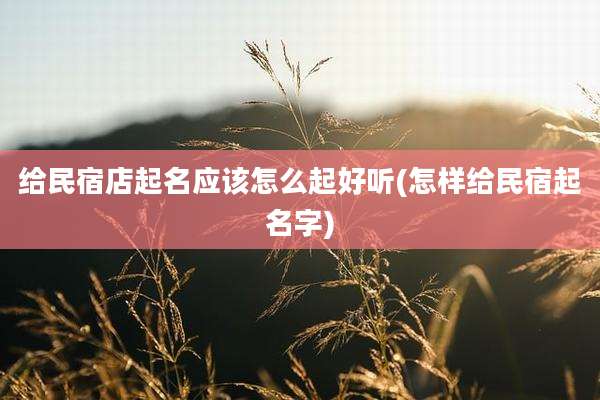 给民宿店起名应该怎么起好听(怎样给民宿起名字)