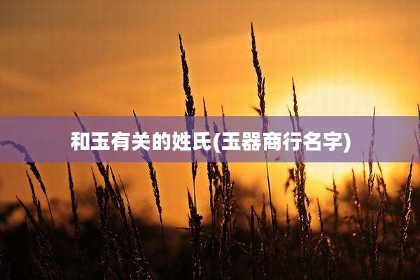 和玉有关的姓氏(玉器商行名字)