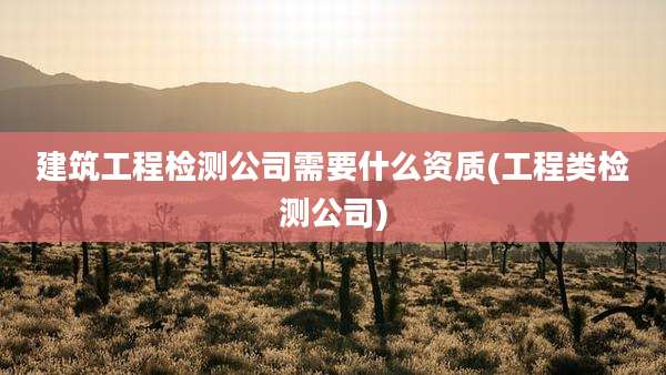 建筑工程检测公司需要什么资质(工程类检测公司)