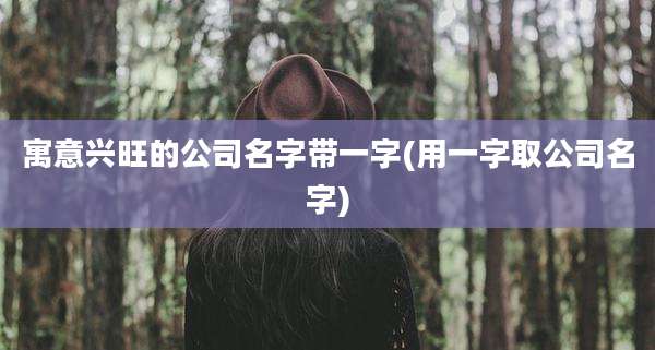 寓意兴旺的公司名字带一字(用一字取公司名字)