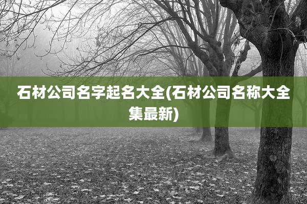 石材公司名字起名大全(石材公司名称大全集最新)