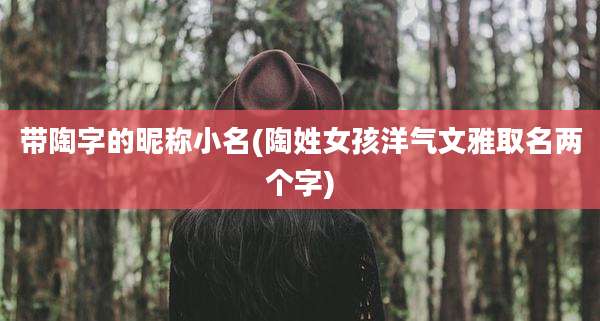 带陶字的昵称小名(陶姓女孩洋气文雅取名两个字)